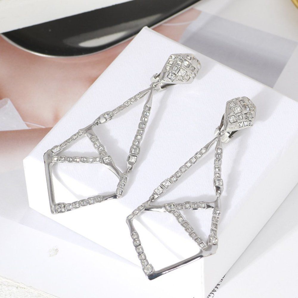 Alexis Bittar Miss Havisham Mosaic Crystal Geometric Earrings - SILVER CLIP-ON - Picture 4 of 9